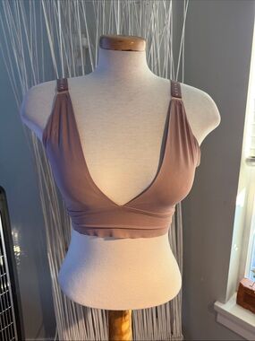 Women's Danskin Super Soft V-Neck Bralette - Taupe